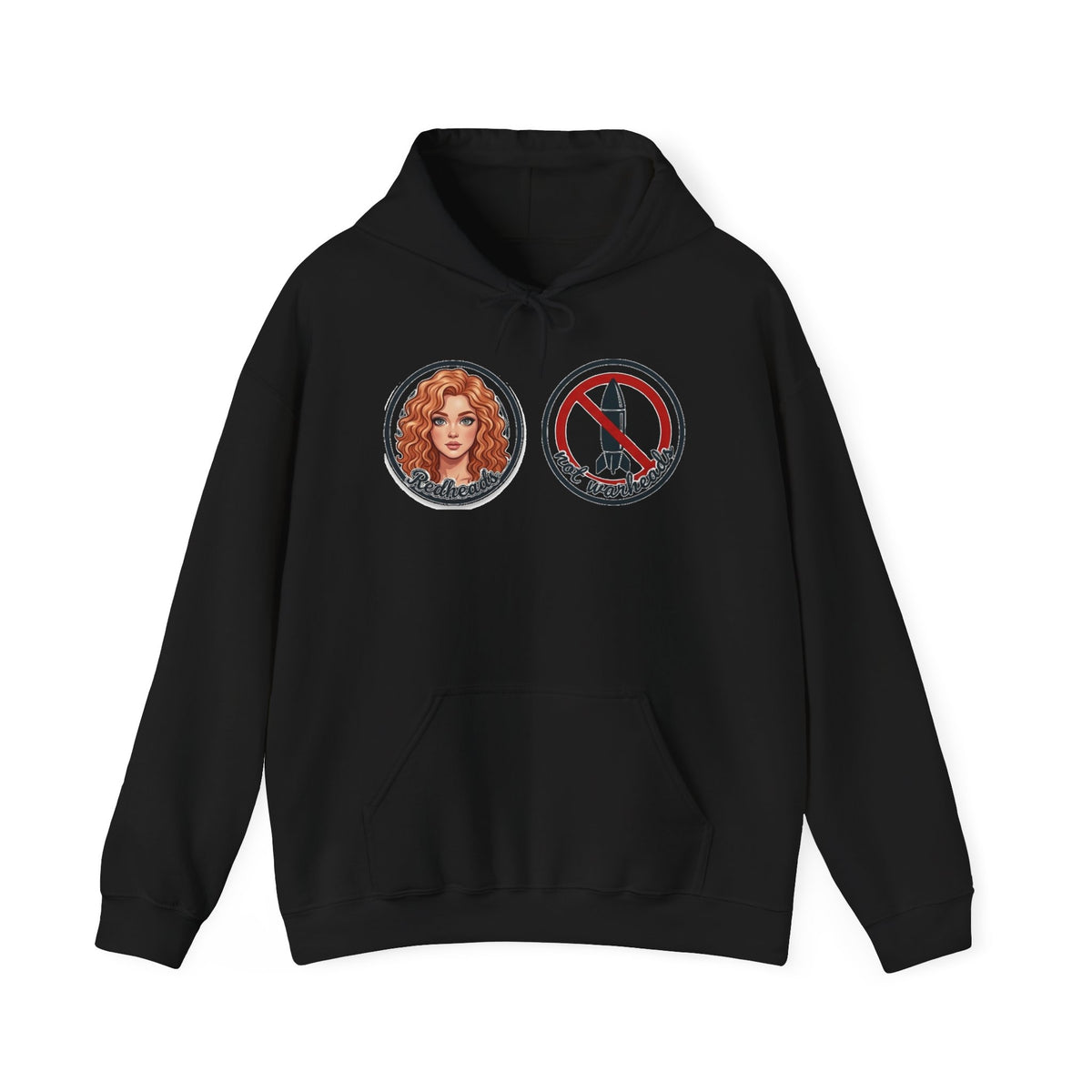 Hoodie — Retro Mermaid & No-Peek Rocket Patch Graphic Hoodie