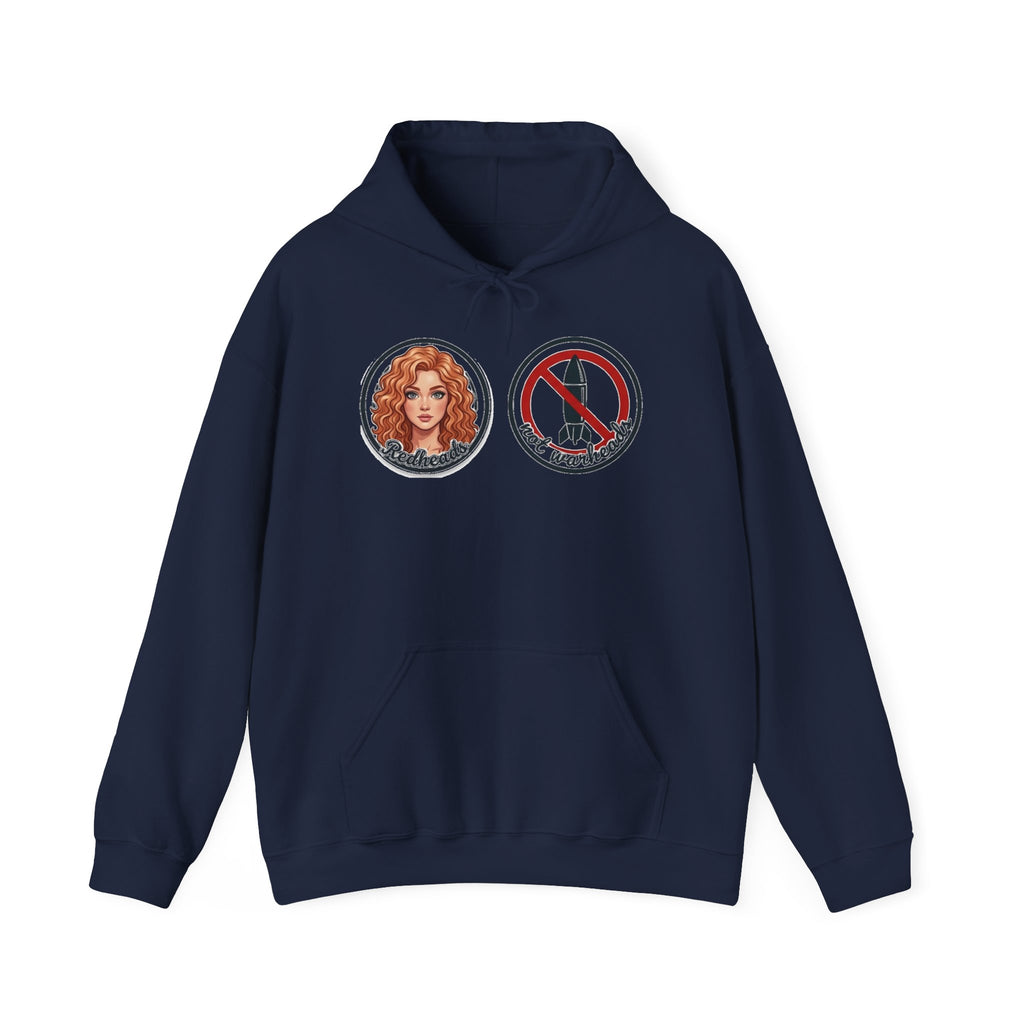 Hoodie — Retro Mermaid & No-Peek Rocket Patch Graphic Hoodie