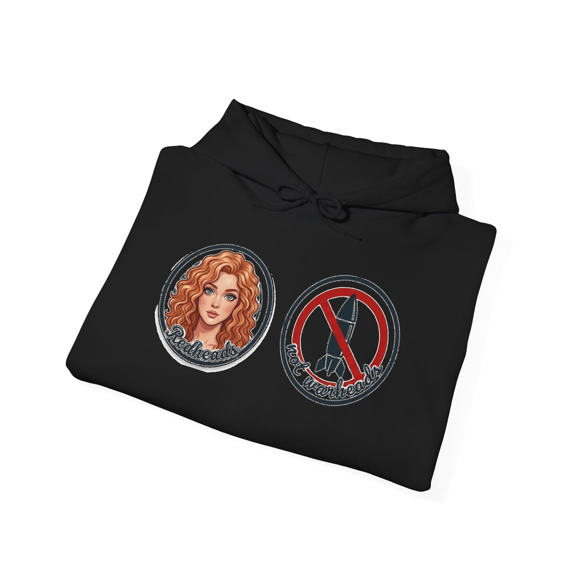Hoodie — Retro Mermaid & No-Peek Rocket Patch Graphic Hoodie