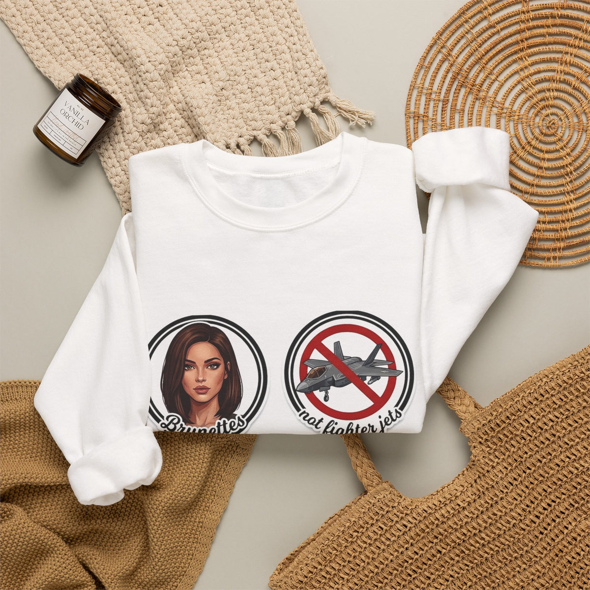 Brunettes Not Fighter Jets Crewneck Sweatshirt