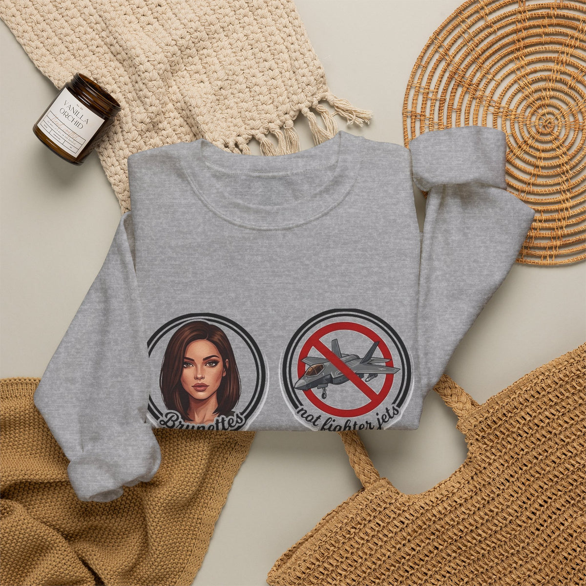 Brunettes Not Fighter Jets Crewneck Sweatshirt